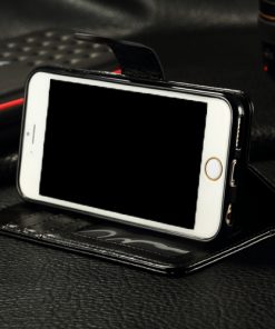 iPhone 6 Plus PU-Lederen Wallet Hoesje Zwart.