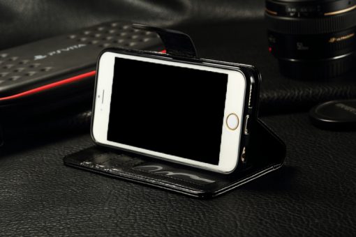 iPhone 6 Plus PU-Lederen Wallet Hoesje Zwart.
