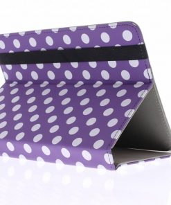 Samsung Galaxy Tab 4 7.0 Universele paarse polka dot design tablethoes met standaard
