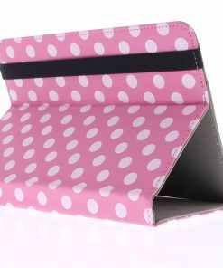 Samsung Galaxy Tab 4 7.0 Universele roze polka dot design tablethoes met standaard