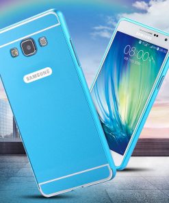 Samsung Galaxy A3 Acrylic Back Cover met Aluminium Bumper Blauw