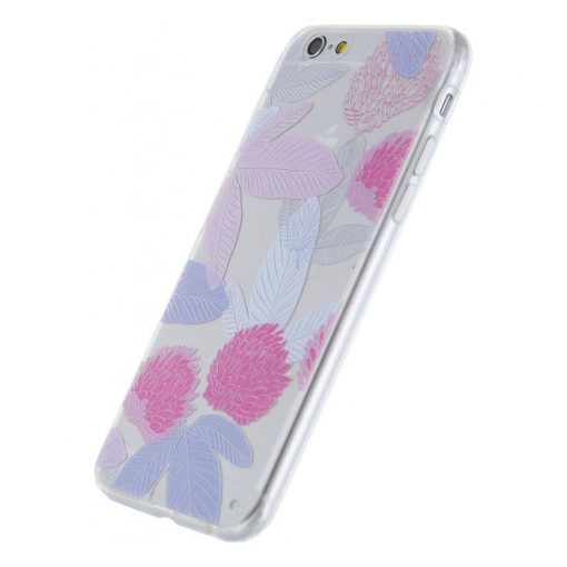 Xccess Rubber Case Transparent/Floral Pink iPhone 6/6S