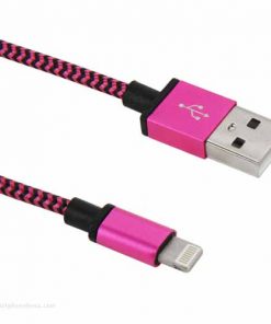 Lightning Nylon USB Kabel 100cm Roze