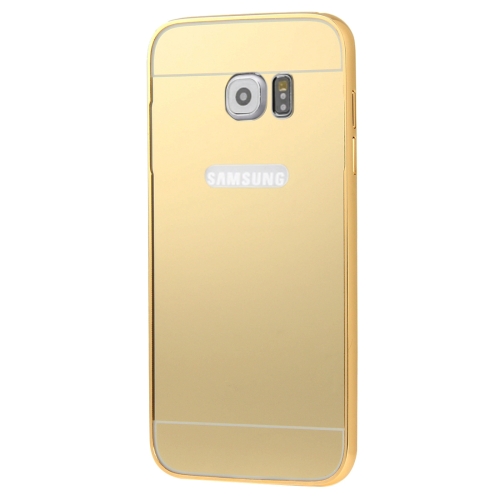 Samsung Galaxy S7 Edge Acrylic Back Cover met Aluminium Bumper Goudkleurig