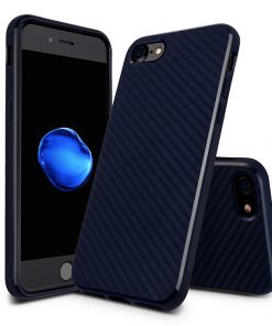 Carbon Look TPU Hoesje Apple iPhone 7 Donker Blauw