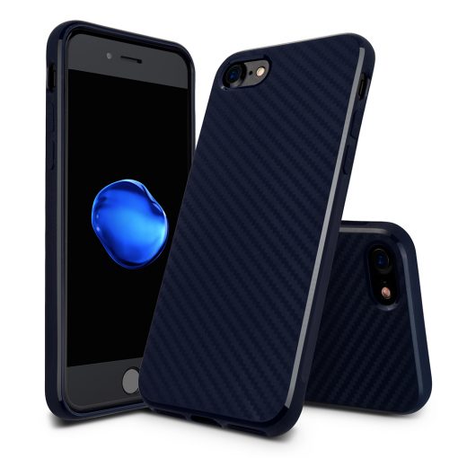 Carbon Look TPU Hoesje Apple iPhone 7 Plus Donker Blauw