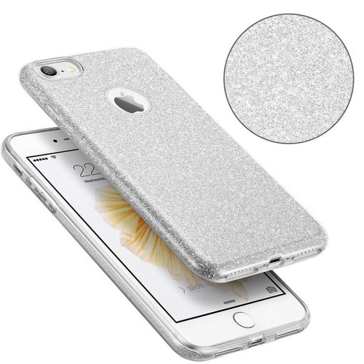 Apple iPhone 6/6S Plus 3 in 1 Glitter Hoesje Zilver-127652