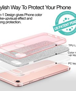 Apple iPhone 6/6S Plus 3 in 1 Glitter Hoesje Roze-127654
