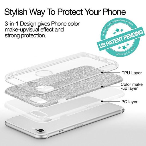 Apple iPhone 7 Plus 3 in 1 Glitter Hoesje Zilver-127689