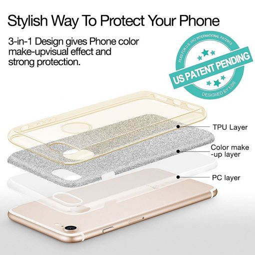 Apple iPhone 6/6S Plus 3 in 1 Glitter Hoesje Zilver-127647