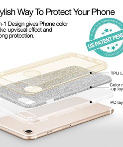 Apple iPhone 7 Plus 3 in 1 Glitter Hoesje Zilver-127688
