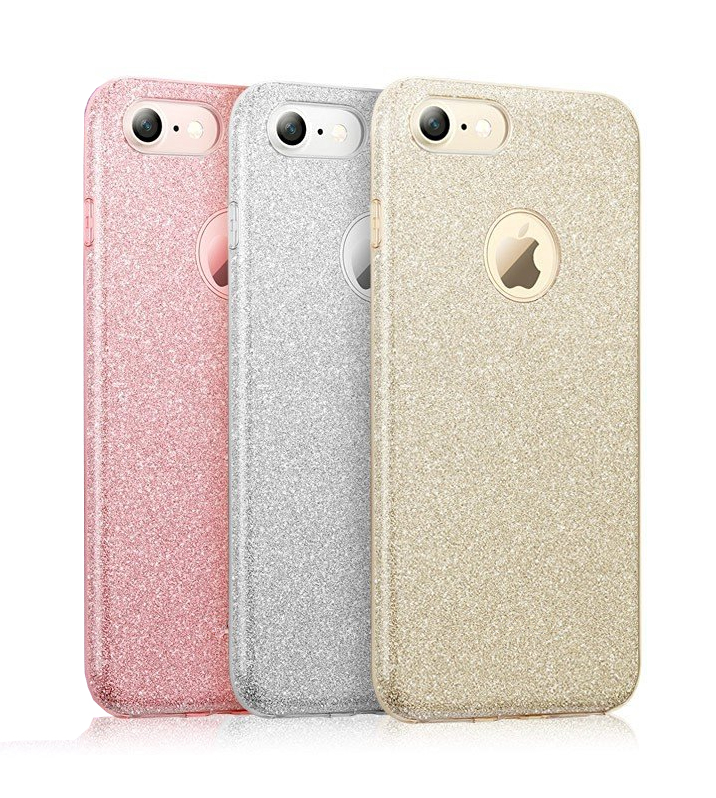 verschil Vleien commando Apple iPhone 7/8 Plus 3 in 1 Glitter Hoesje Roze - JustXL