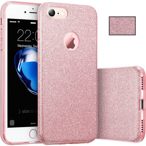 Apple iPhone 6/6S 3 in 1 Glitter Hoesje Roze-0