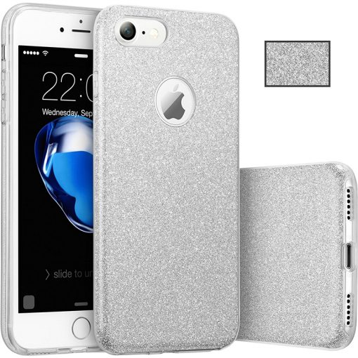 Apple iPhone 6/6S Plus 3 in 1 Glitter Hoesje Zilver-0
