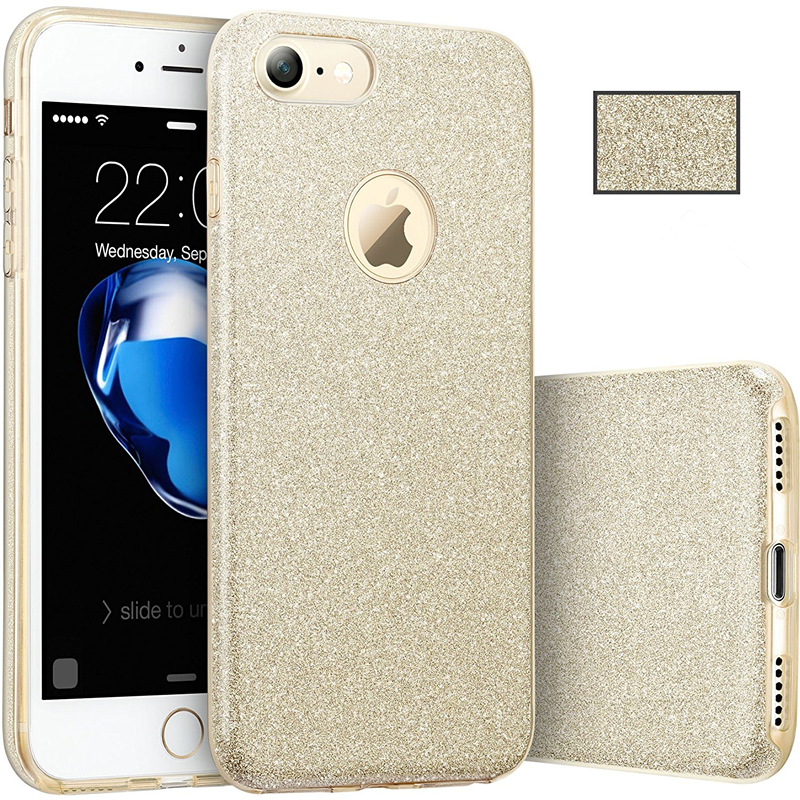 stam Lengtegraad Begunstigde Apple iPhone 6/6S 3 in 1 Glitter Hoesje Goud - JustXL