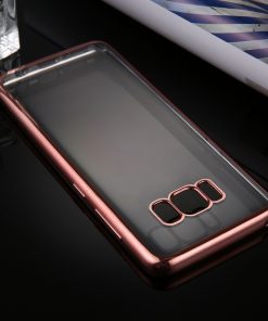 Samsung Galaxy S8 Transparant Bumper Hoesje Roze Goudkleurig