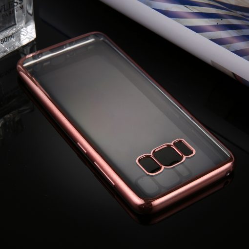 Samsung Galaxy S8 Transparant Bumper Hoesje Roze Goudkleurig
