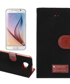 Samsung Galaxy S6 Hoesje PU-Lederen Wallet Suede Zwart