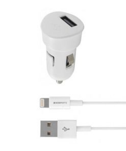 Car Charger Premium USB + Lightning Cable White