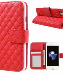 Rood geruit portemonnee hoesje iPhone 7