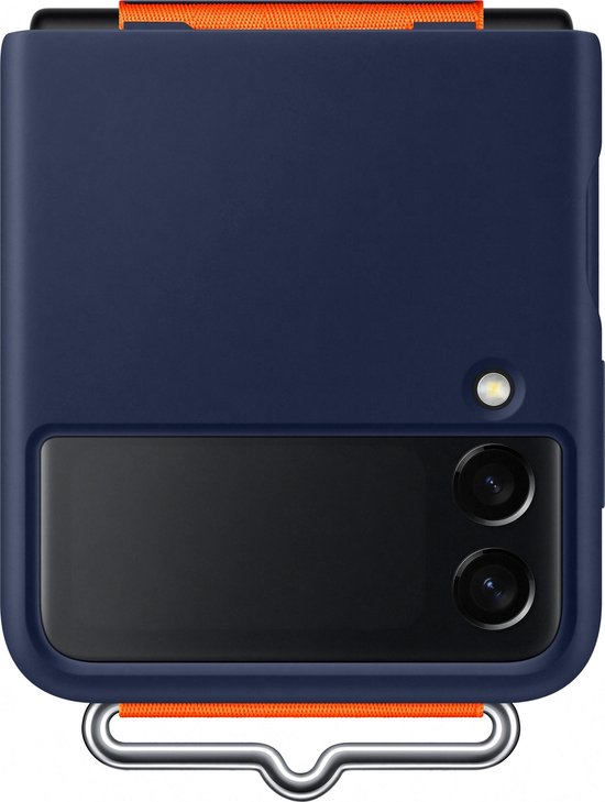 Siliconen Hoesje met Band - Samsung Galaxy Z Flip3 5G - Navy - Afbeelding 3